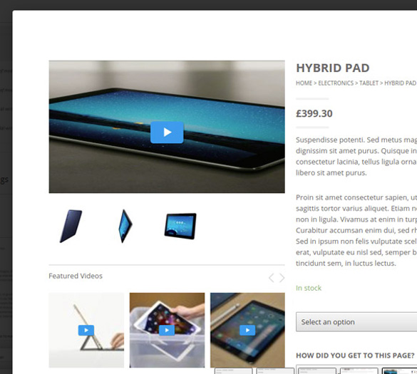 Video player embedded on a product page showing the product in use