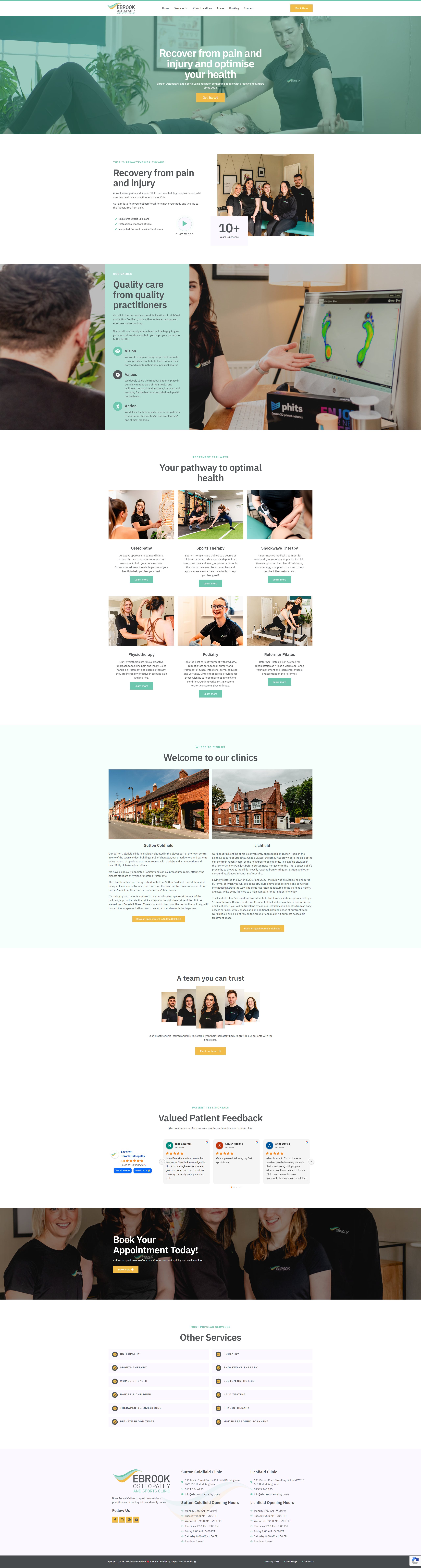 Ebrook Osteopathy website