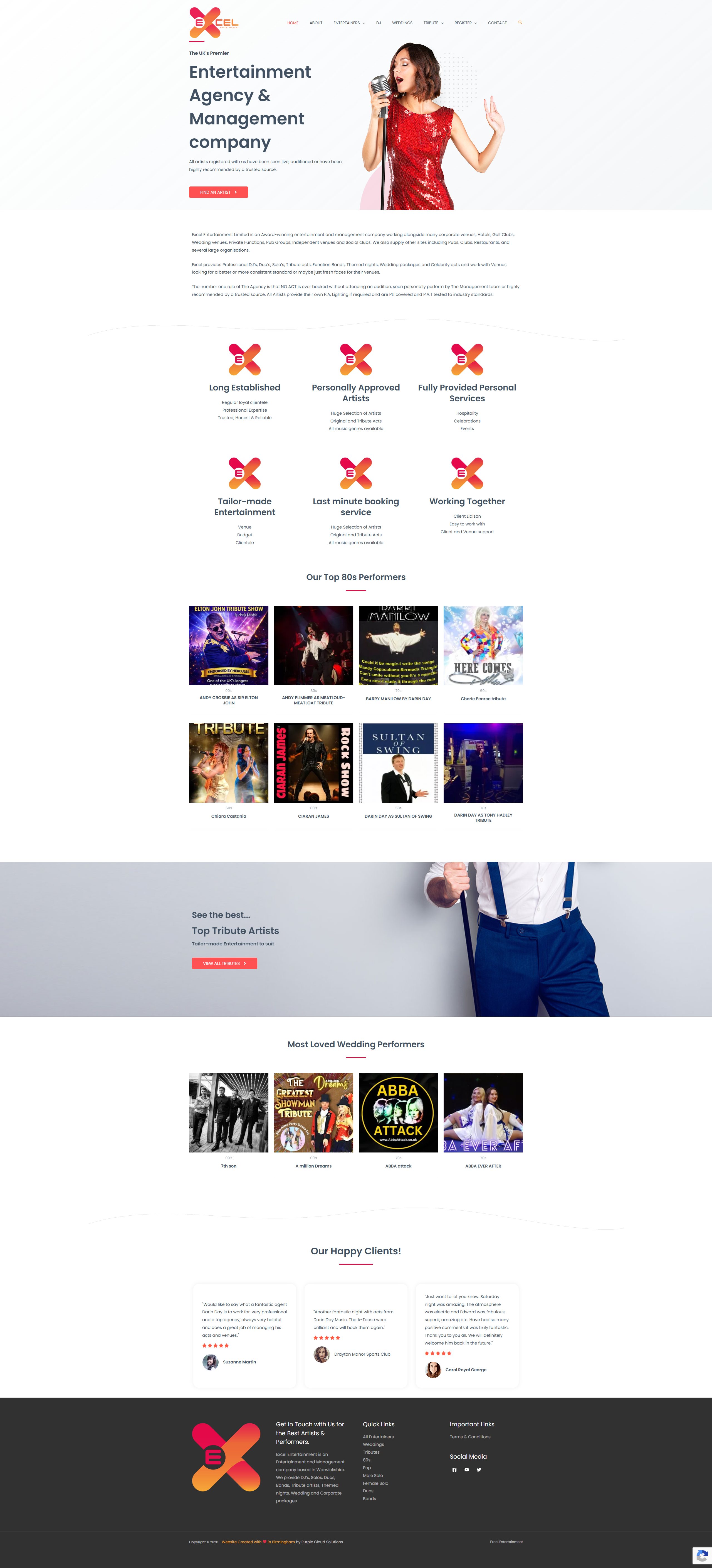 Excel Entertainment website