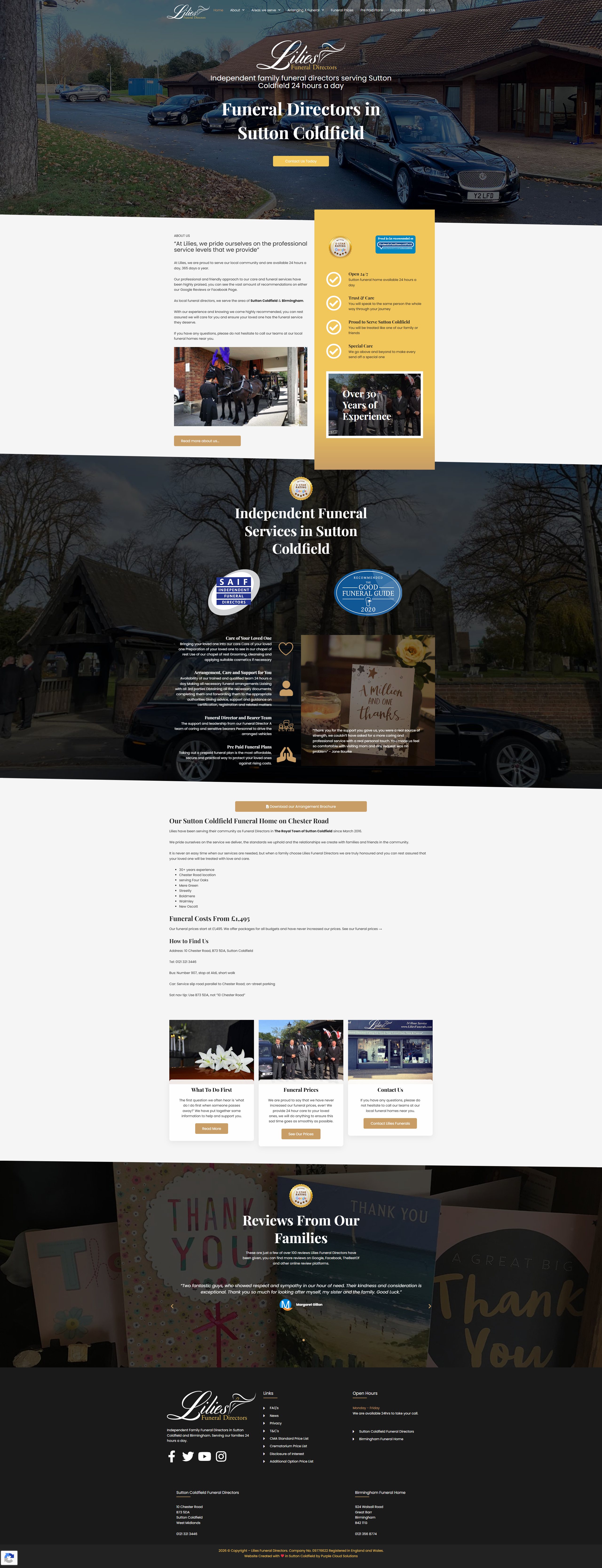 Lilies Funerals website