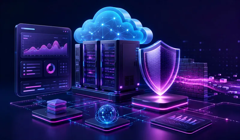 Managed website hosting with security monitoring and performance dashboard